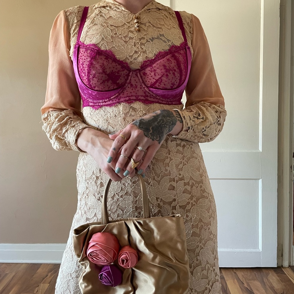 Y2K magenta polka dot bra | lingerie | vintage sexy bra | trending sleepwear